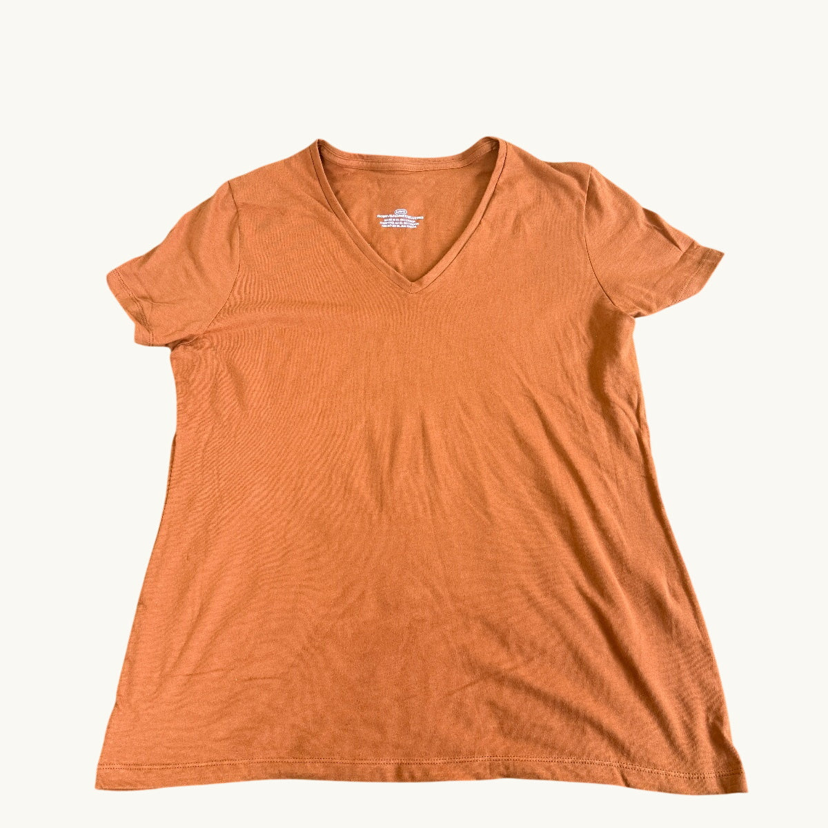 Camiseta de cuello de pico y manga corta sin adornos