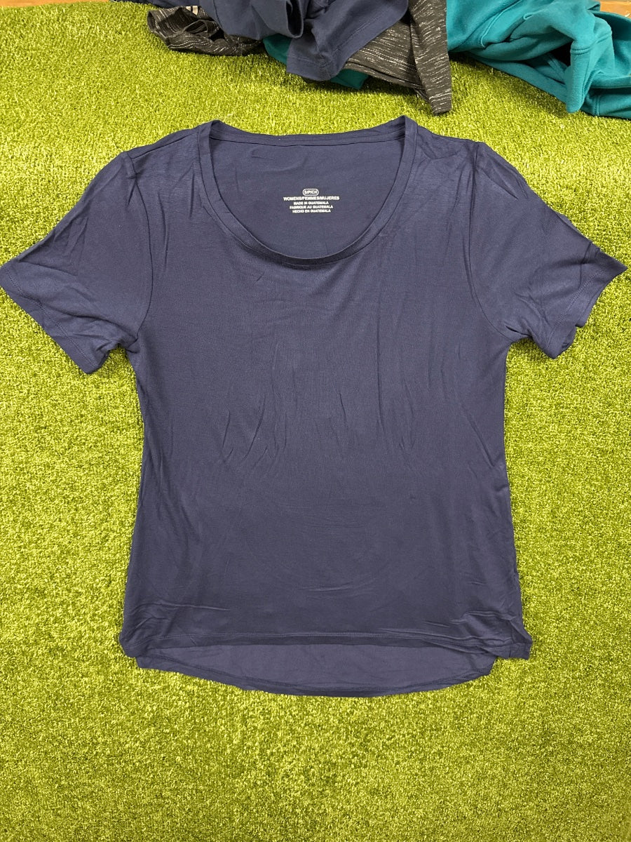Undecorated Short Sleeve Open Neck Loose Fit Top