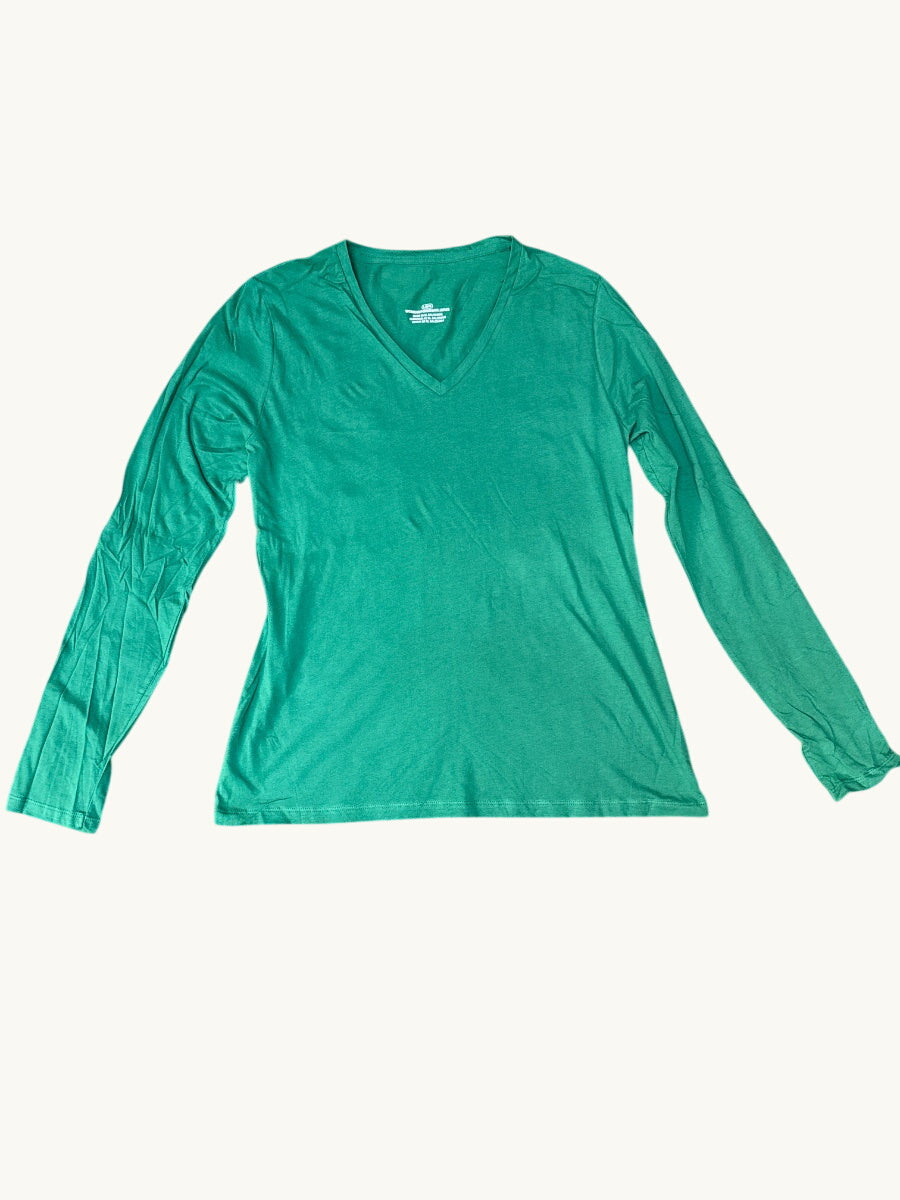 Camiseta de manga larga con cuello en V