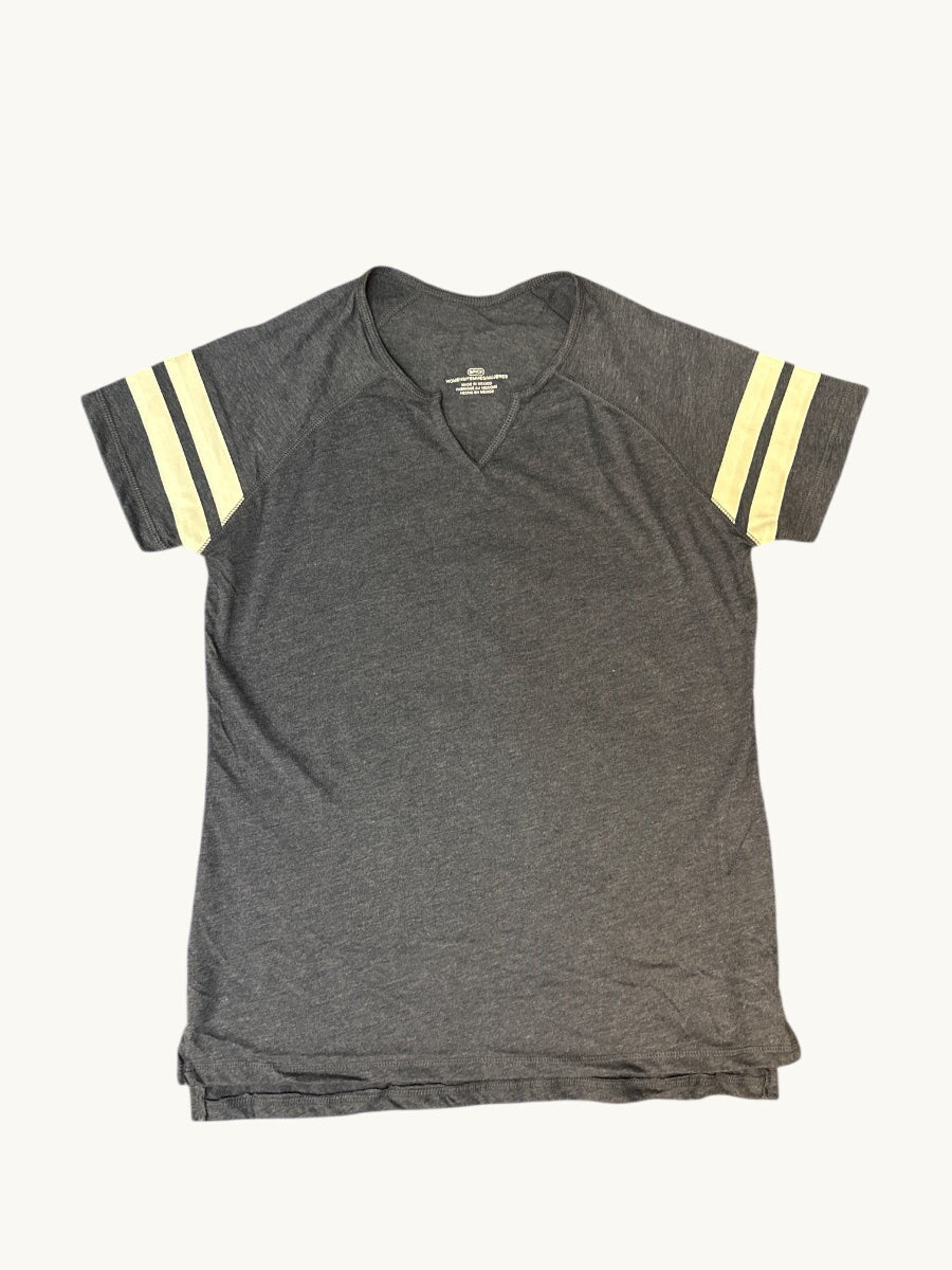 Camiseta de manga corta raglán con cuello de muesca, sin adornos