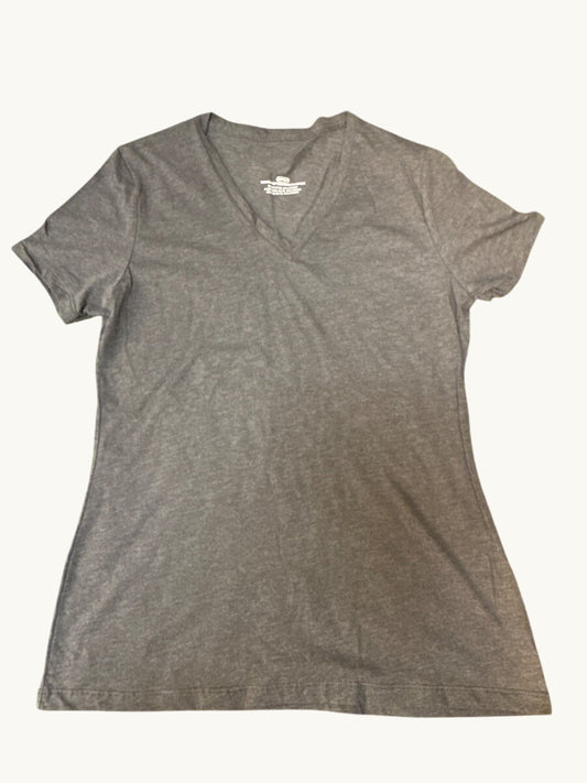 Camiseta de manga corta con cuello en V gris jaspeado