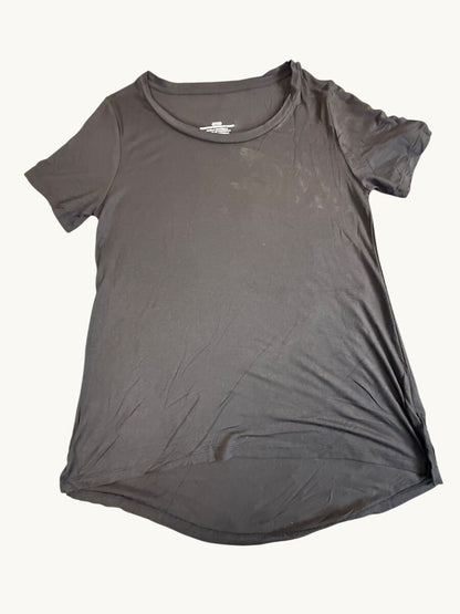 Camiseta sin adornos de manga corta con cuello abierto y corte holgado para mujer