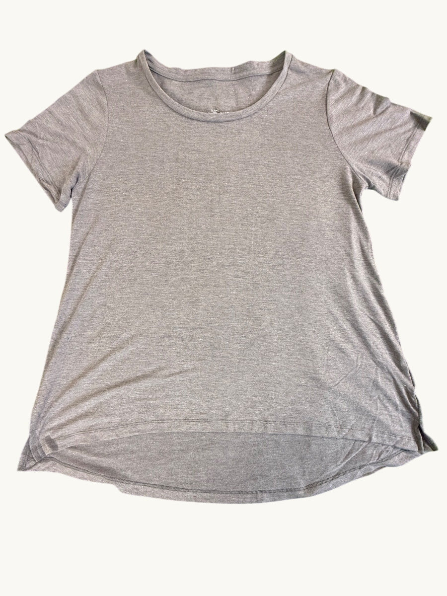 Camiseta Gris Jaspeado Atlética de Corte Holgado con Cuello Redondo