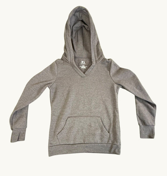 Top de cuello cruzado de mujer en gris carbón jaspeado