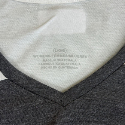 Camiseta con cuello de pico y manga tres cuartos en bloques de color Heather