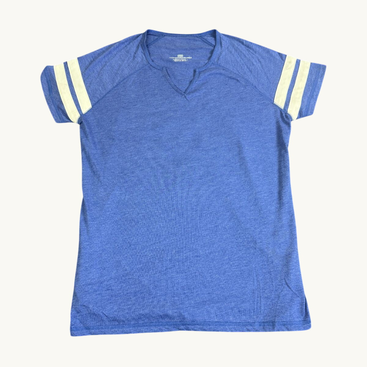 Camiseta raglán sin adornos de manga corta y cuello con muesca