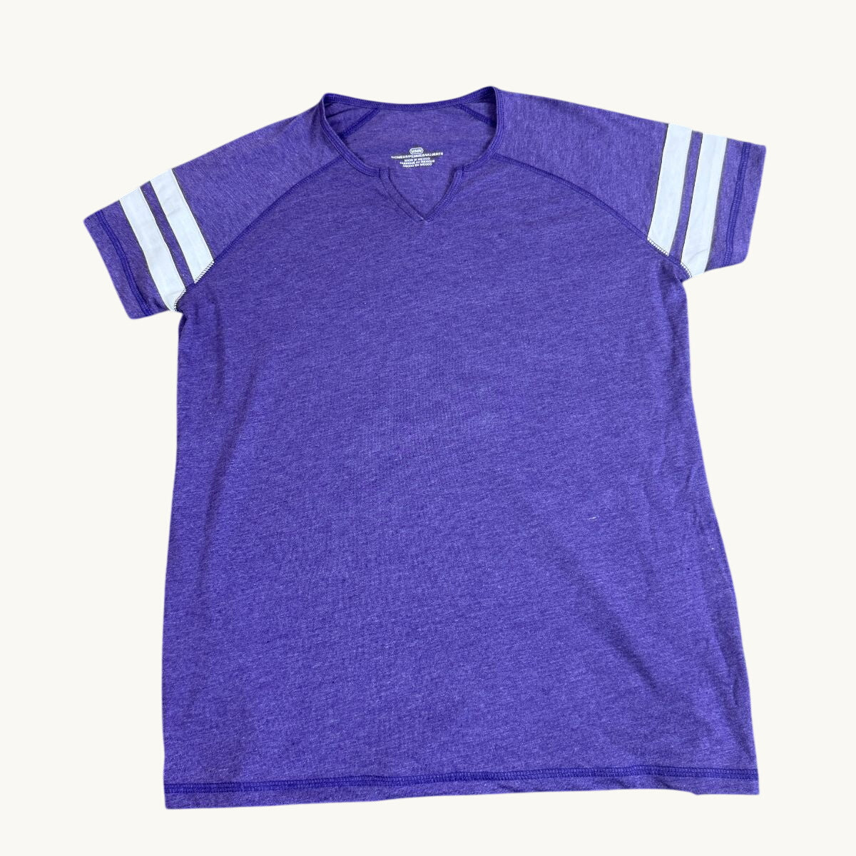 Camiseta raglán de manga corta con cuello en V de mujer sin adornos