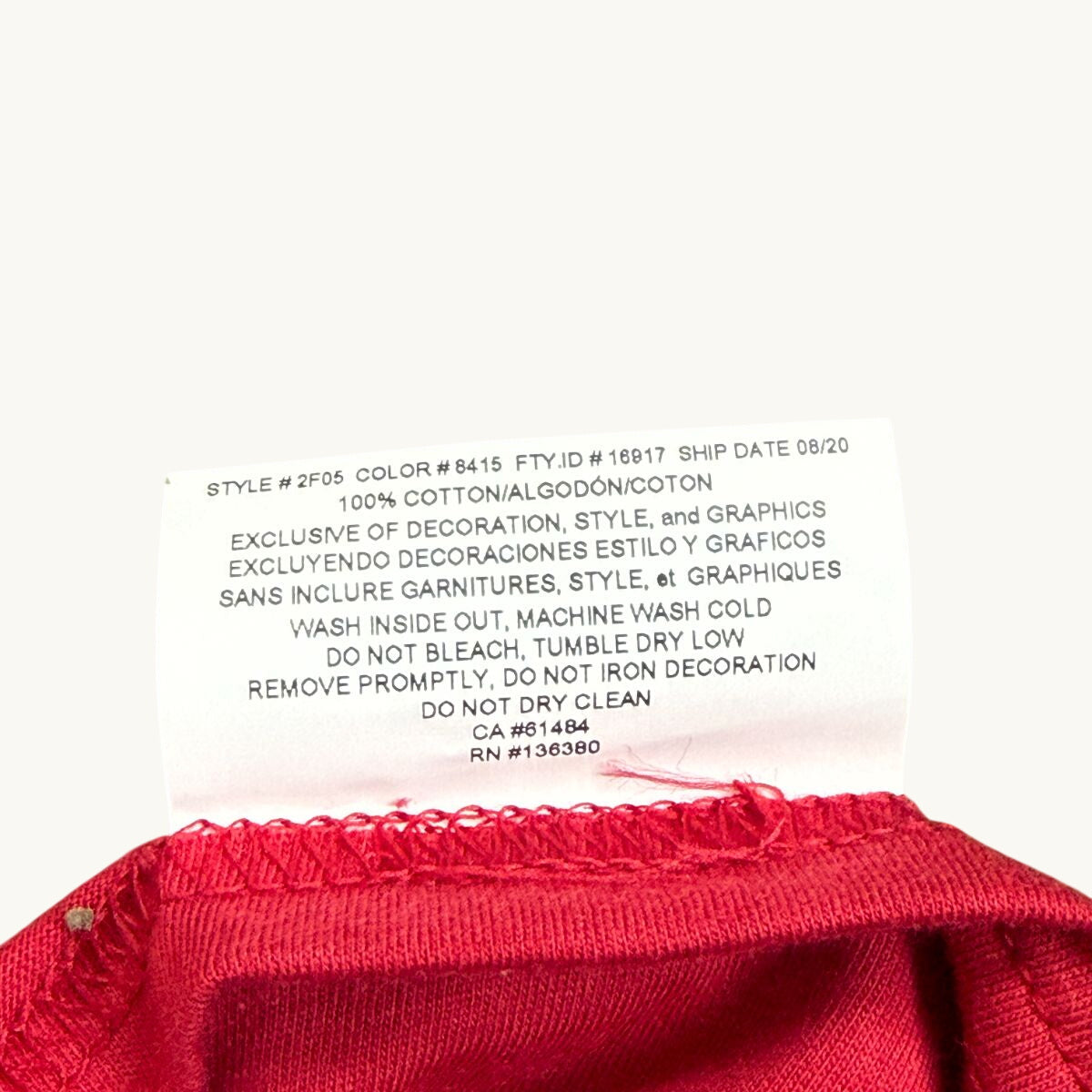 Camiseta de Manga Larga para Niños Pequeños, Color Cardenal Brillante