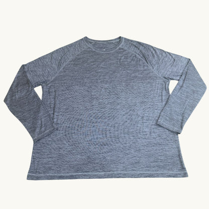 Sudadera cuello redondo ranglan estriada gris tormenta