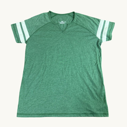 Camiseta raglán sin adornos de manga corta y cuello con muesca