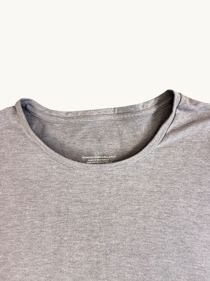 Camiseta Gris Jaspeado Atlética de Corte Holgado con Cuello Redondo