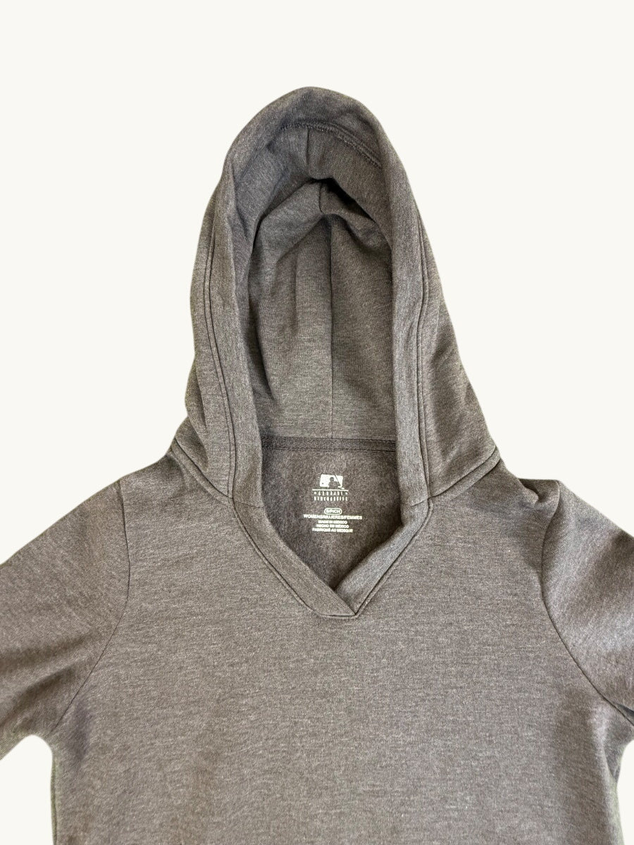 Top de cuello cruzado de mujer en gris carbón jaspeado