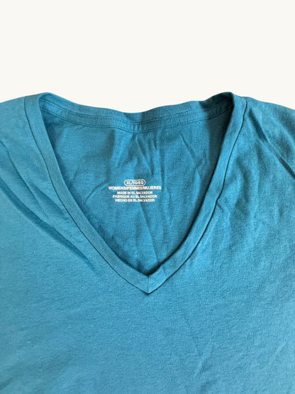 Camiseta Active de Manga Larga con Cuello V Azul